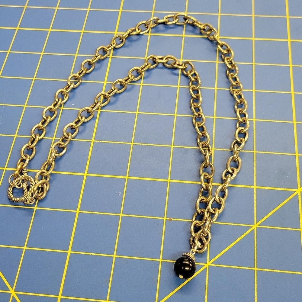 Large Heavy Link Faux Silver 30" Necklace